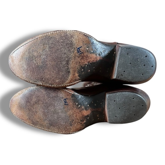 Vintage Nocona Men’s chestnut Brown Embroidered Cowboy Boots Sz 10 - Picture 4 of 10